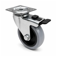 HILLER C20 RVS zwenkwiel 75mm plaat met rem