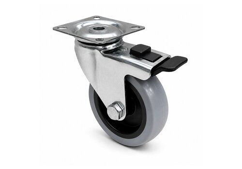HILLER C20 RVS zwenkwiel 75mm plaat met rem 