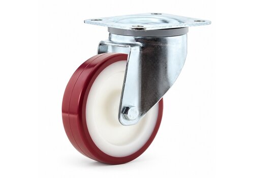 Zwenkwiel nylon 3NOP 125mm plaatbevestiging 