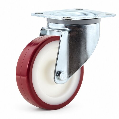 Zwenkwiel nylon 3NOP 125mm plaatbevestiging 