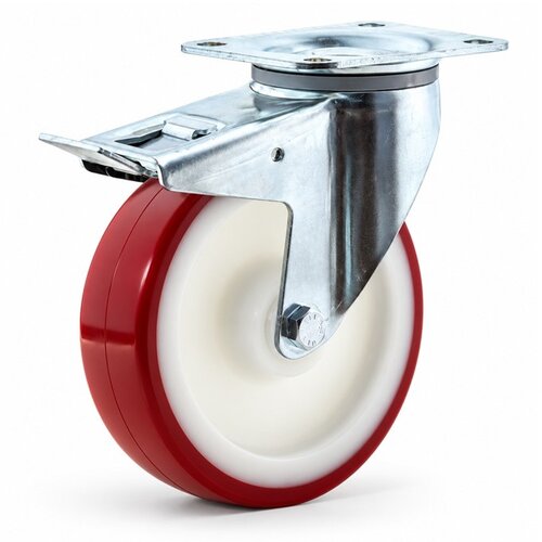 Zwenkwiel nylon 3NOP 200mm plaatbevestiging met rem 