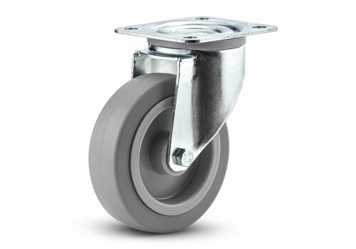TENTE zwenkwiel elastisch rubber 100 3KO plaat 