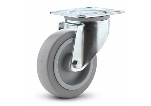 TENTE zwenkwiel elastisch rubber 125 3KO plaat 