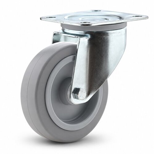 TENTE zwenkwiel elastisch rubber 125 3KO plaat 