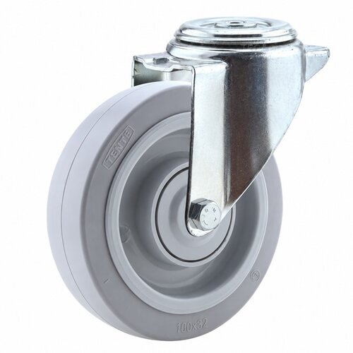 TENTE zwenkwiel elastisch rubber 160 3KO boutgat 