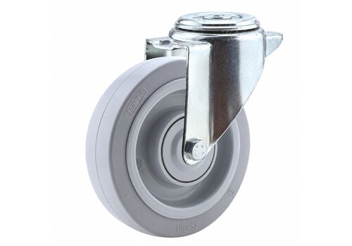TENTE zwenkwiel elastisch rubber 200 3KO boutgat 