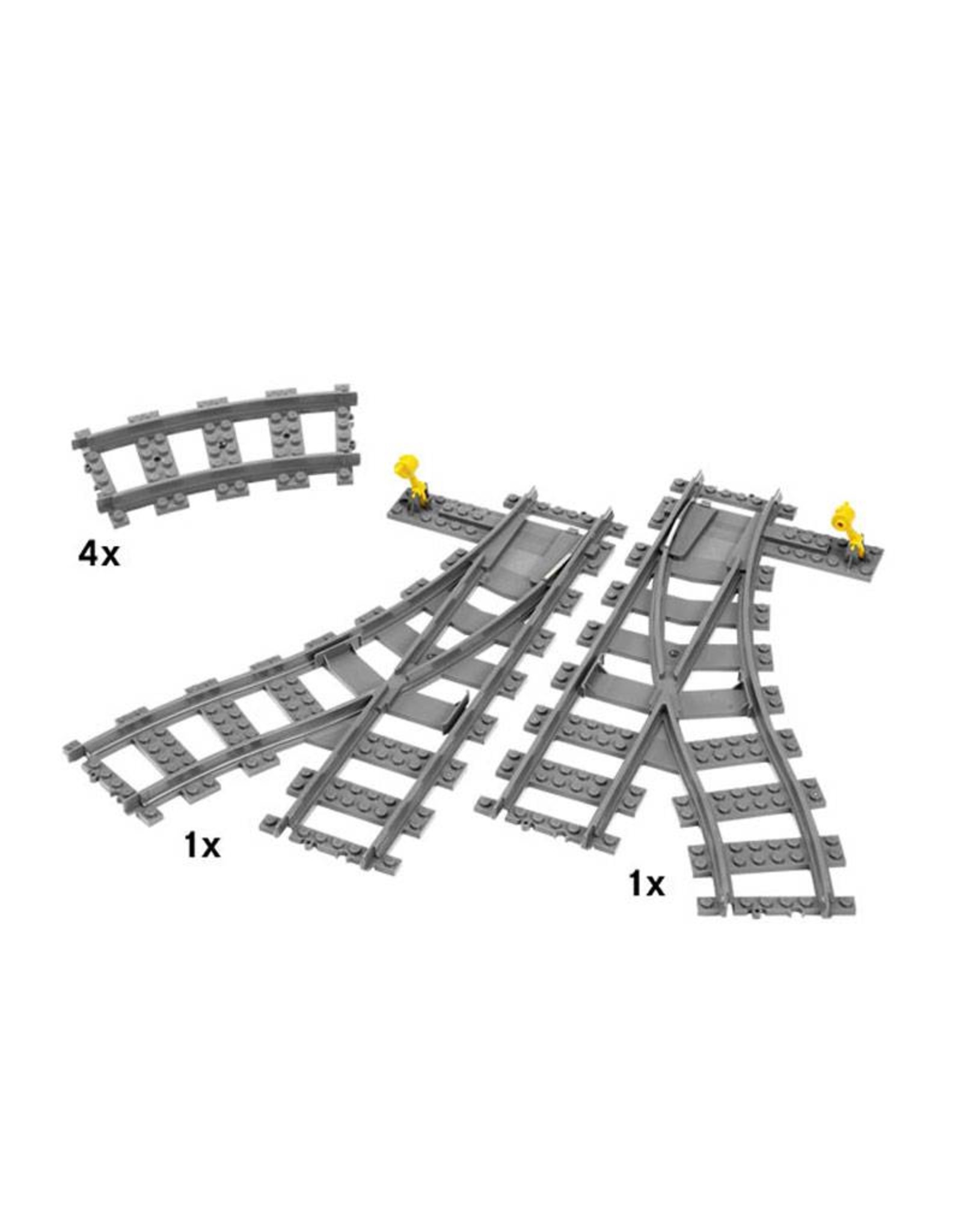LEGO LEGO 7895 2 wissels + 4 bochten Rails CITY