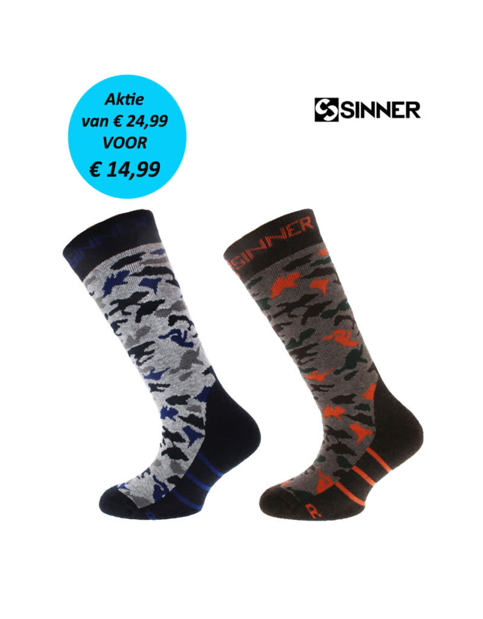 SINNER SINNER SKISOKKEN Kids Camo 2-pack