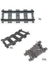 LEGO LEGO Rails, 4x Recht,4x Bocht, 16x Flex, Gebruikt