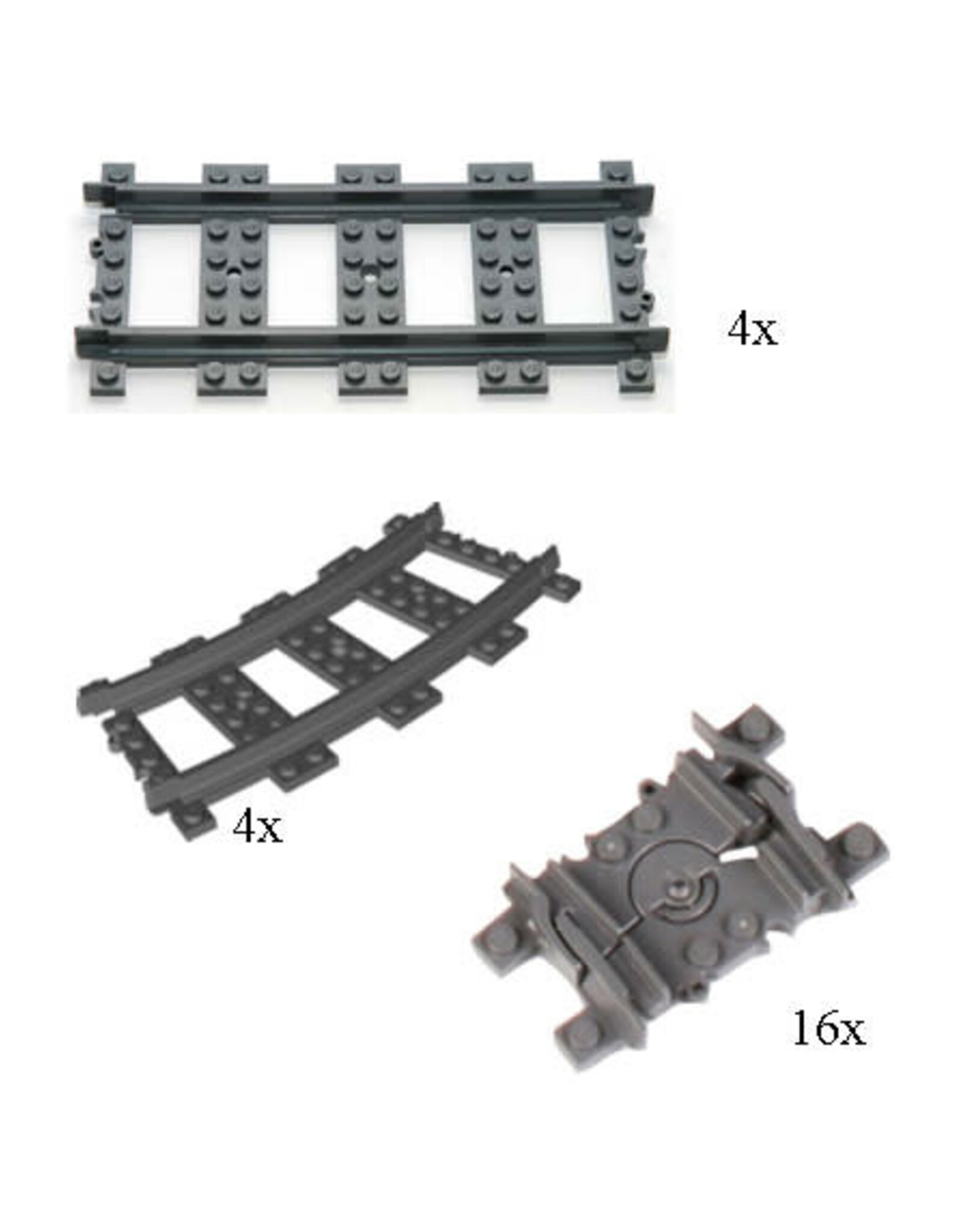 LEGO LEGO Rails, 4x Recht,4x Bocht, 16x Flex, Gebruikt