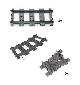 LEGO Rails, 4x Recht,4x Bocht, 16x Flex, Gebruikt