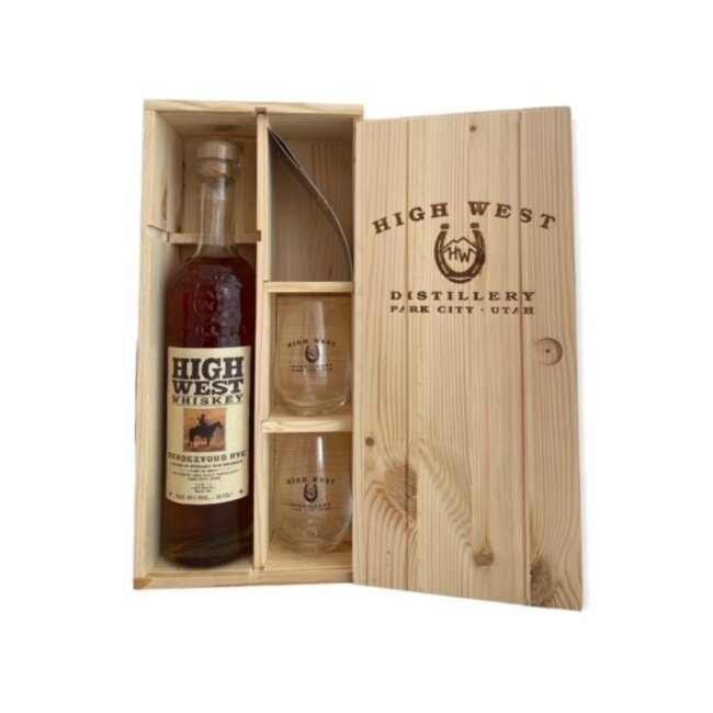 High West  Rendezvous Rye 70CL + HOUTEN KIST