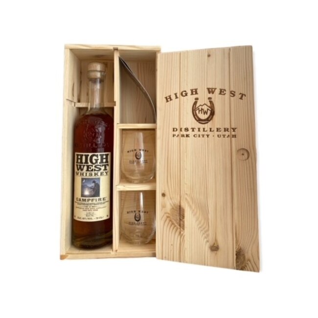 High West Campfire 70cl + HOUTEN KIST