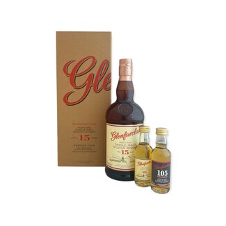 Glenfarclas 15 Years 70CL giftpack met 105 5cl & 25Y 5cl