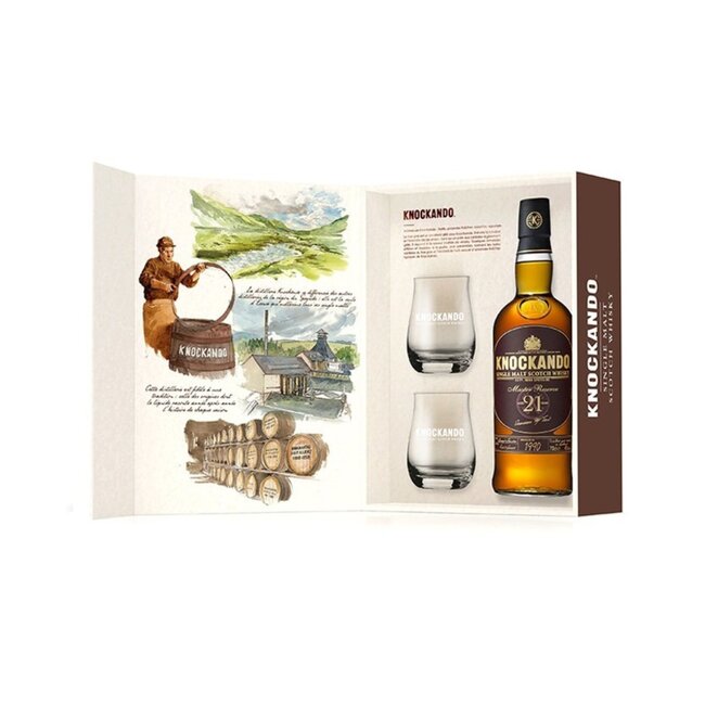 Knockando Master Reserve Giftpack 21Y 70CL + 2 Glazen