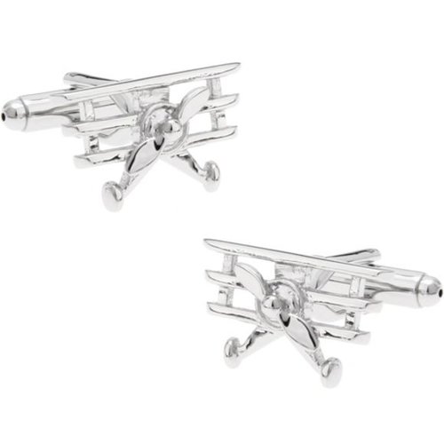 Diecast Trading Cufflinks Silver Propeller Plane