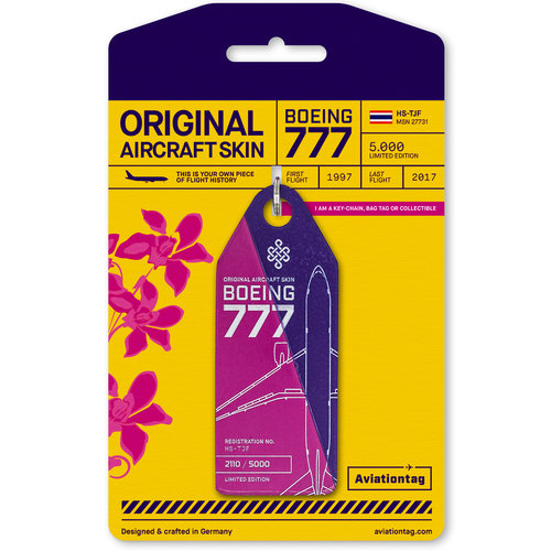 Aviationtag Aviationtag - Boeing 777-200 - HS-TJF (purple - pink) Aviationtag Aviationtag - Boeing 777-200 - HS-TJF (purple - pink)