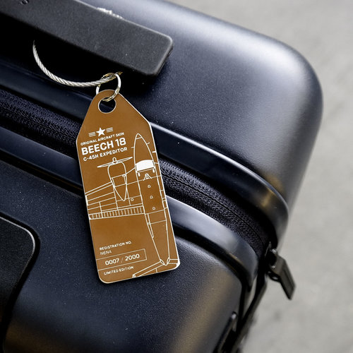 Aviationtag Aviationtag - Beechcraft 18 C45H – N6NA (brown)