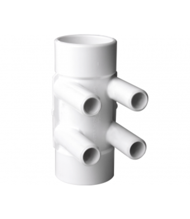 Waterway Europe  1/2" F/F manifold, 3/4" M barb or 3/8" F, 4 poorten