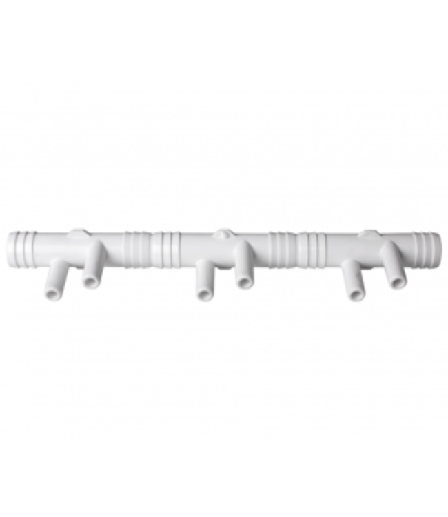 Waterway Europe  3/4" M+ Manifold geribbeld  met 6 uitgangen 3/8" M+