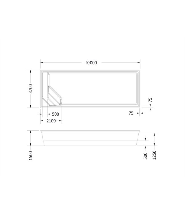 AquaFusion Pools Acryl Zwemkuip 10x 3,7 x 1,5 M Kuip maat