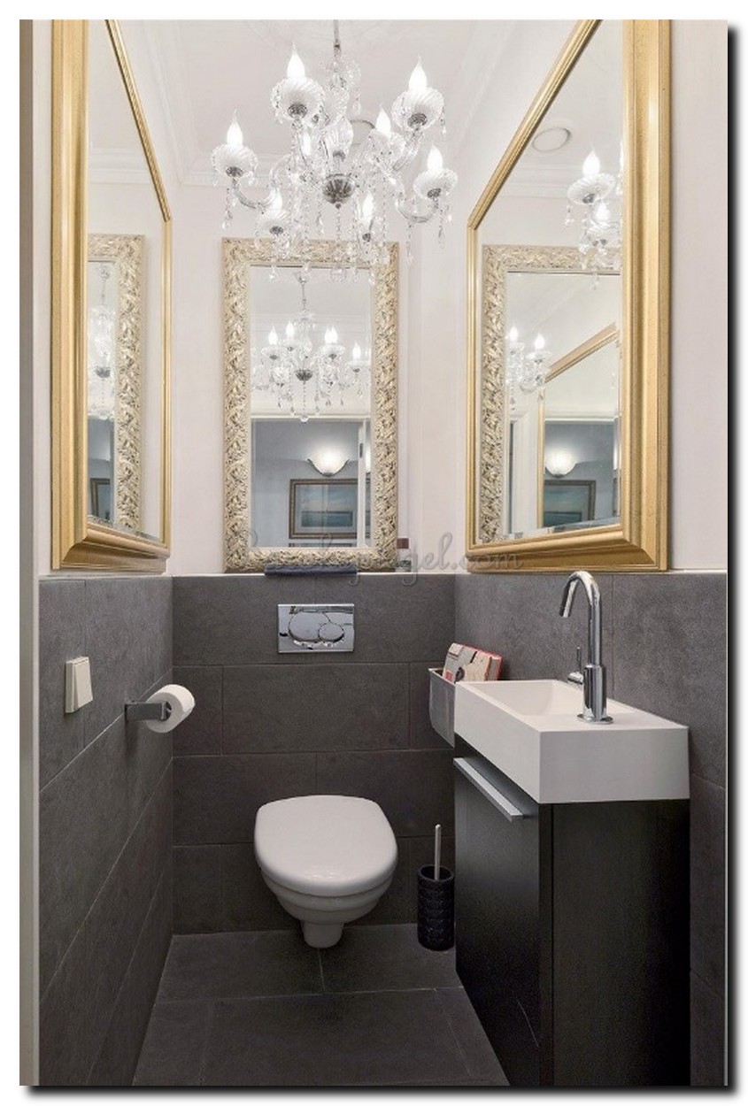 Grote spiegels in wc toilet ruimte