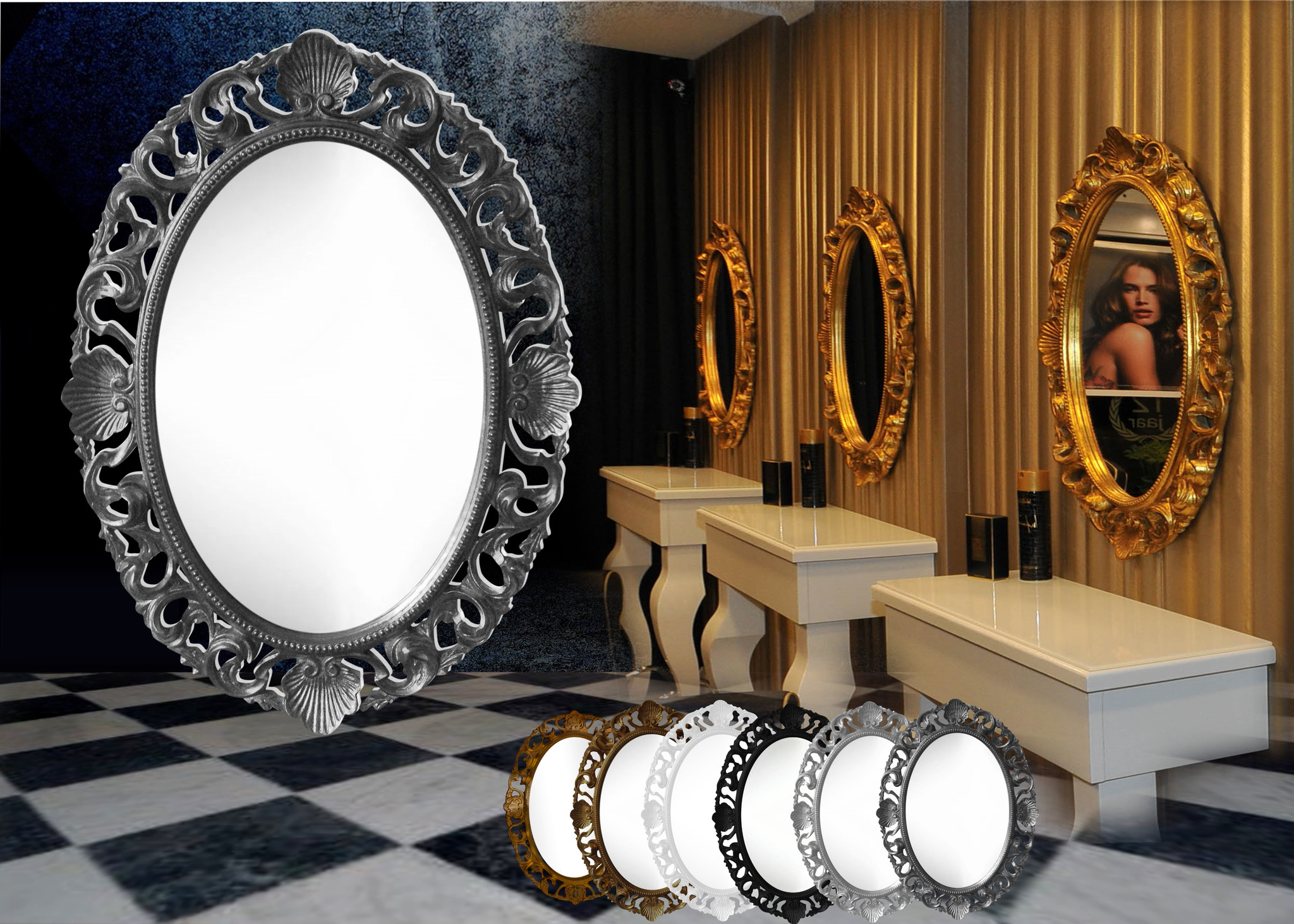 Minimaliseren Schatting cascade Oval mirror in a chic frame Carlota - baroquemirror.co.uk