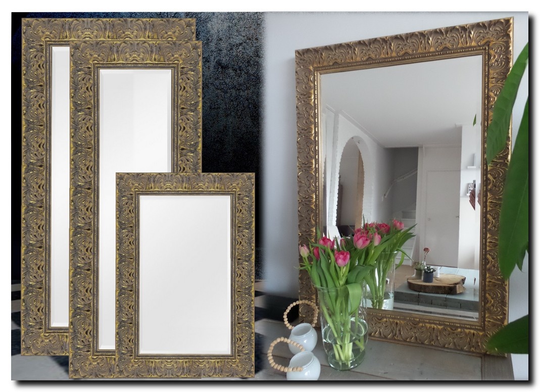 Maßgefertigter Spiegel mit Rahmen in Bronze, grau, antikes Spiegelglas -  barokspiegel.de