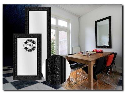 Barokspiegel® Made in Italy Spiegel Santino Hochglanz Schwarz