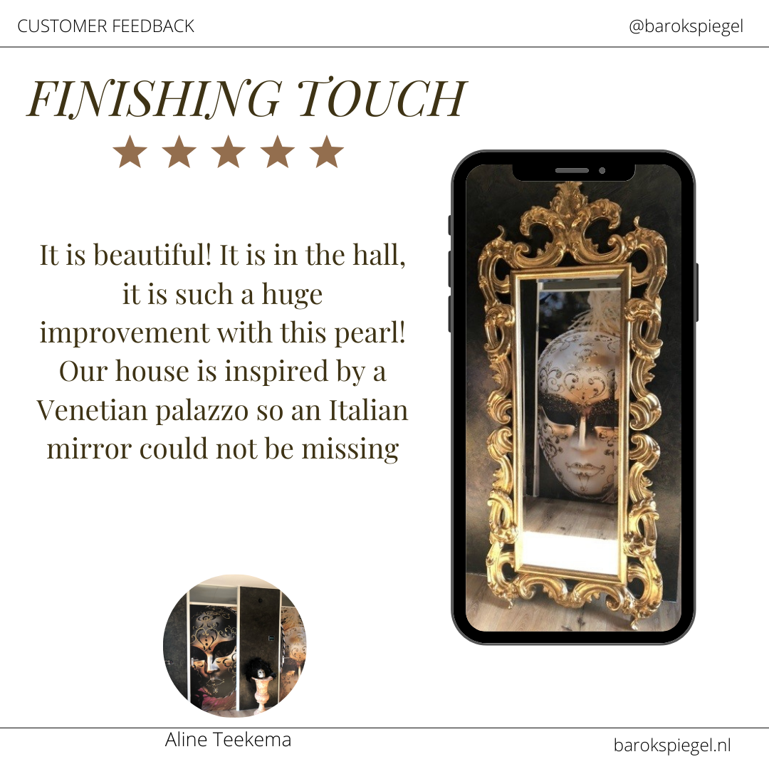 Engels halspiegel Quirino REVIEW, TESTEMONIAL BAROQUE MIRROR