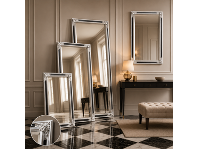 Barokspiegel® Made in Italy Spiegel Osvaldo Silber-Schwarz