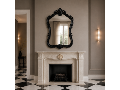 Barokspiegel® Made in Italy Spiegel Fiorella Hoogglans zwart Aanbieding!