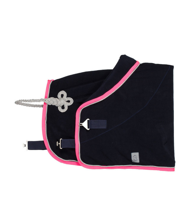 Chemise polaire poney - bleu marine/fushia-gris argent