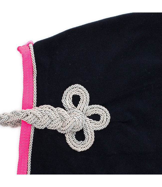 Couvre-reins polaire - bleu marine/fushia- gris argent