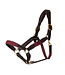 Leather headcollar with fabric - burgundy