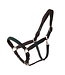 Leather headcollar with fabric - green