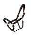 Leather headcollar with fabric - green