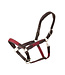 Leather headcollar with fabric - burgundy