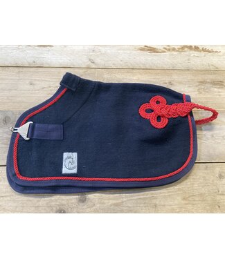 Mini woolen rug Navy with red