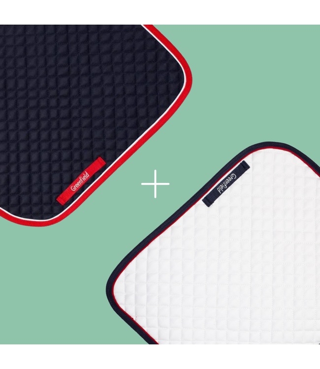 Product Bundle saddle pad piping navy/red/white + white/navy/red