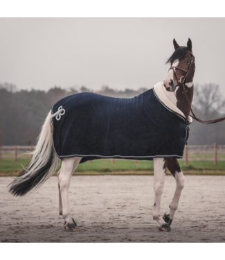 Greenfield Selection Fleece teddy collar & silver cord - navy