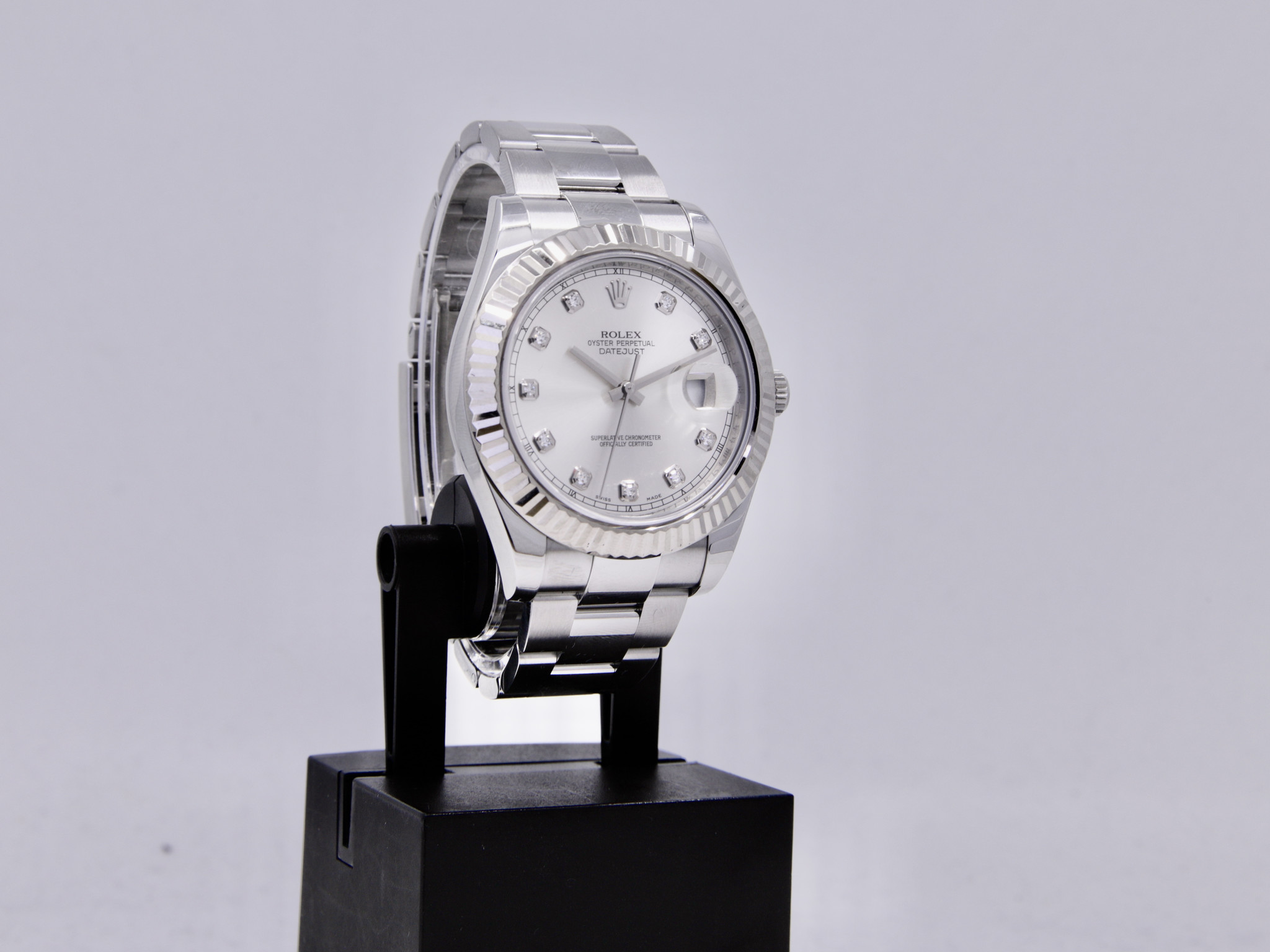 Rolex Datejust 116334 Silver Diamond Dial 2014 Full Set - Paul van Zeeland  Juweliers