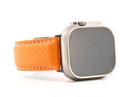 PvZ/Apple Watch Band Ultra titanium leer carbon oranje 24MM PvZ/Apple Watch Band Ultra titanium leer carbon oranje 24MM