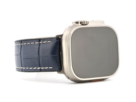 PvZ/Apple Watch Band Ultra titanium alligator leer blauw 24MM PvZ/Apple Watch Band Ultra titanium alligator leer blauw 24MM