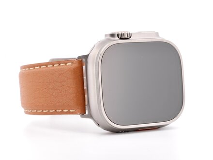 PvZ/Apple Watch Band Ultra titanium band stierenleer honing 24mm PvZ/Apple Watch Band Ultra titanium band stierenleer honing 24mm