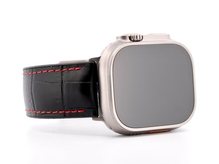 PvZ/Apple Watch Band Ultra titanium band kroko zwart 24mm PvZ/Apple Watch Band Ultra titanium band kroko zwart 24mm