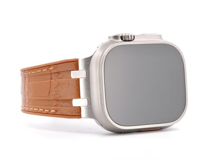 PvZ/Apple Watch Band AP Style rubber band goudbruin krokoprint PvZ/Apple Watch Band AP Style rubber band goudbruin krokoprint