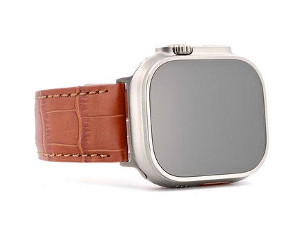 PvZ/Apple Watch Band Ultra titanium band middenbruin alligatorprint 24mm PvZ/Apple Watch Band Ultra titanium band middenbruin alligatorprint 24mm