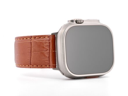 PvZ/Apple Watch Band Ultra titanium band Lausanne 71S krokoprint cognac 24mm PvZ/Apple Watch Band Ultra titanium band Lausanne 71S krokoprint cognac 24mm