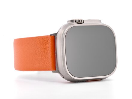 PvZ/Apple Watch Band Ultra titanium band oranje kalfsleer 24mm PvZ/Apple Watch Band Ultra titanium band oranje kalfsleer 24mm